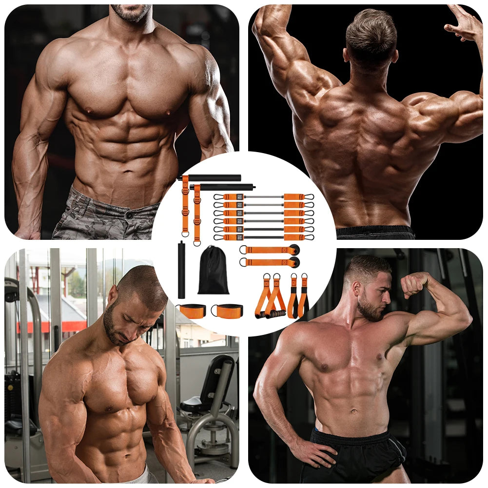 1Set Pilates Workout Equipment Resistance Bands Exercise Bands Set Portable Yoga Pilates Stick Home Gym Strength Accessories