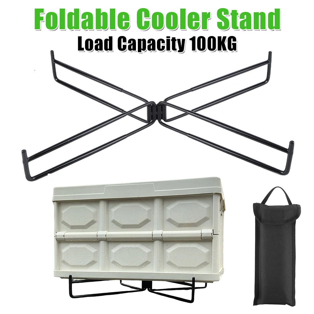53x7cm Unfolded Cooler Stand 100KG Load Iron Frame Light Weight Foldable Insulated Base for Fishing Camping Outdoor Gear